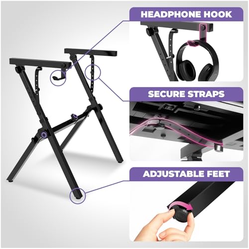 Liquid Stands Foldable Piano Keyboard Stand - 54-88 Key Z Style Adjustable Digital Piano Stand Electric Piano Stand - Portable Heavy Duty Music Stand for Kids, Adults - Sturdy Musical Keyboard Stand (Foldable Z-Style & Bench) - size: Foldable Z-Style With