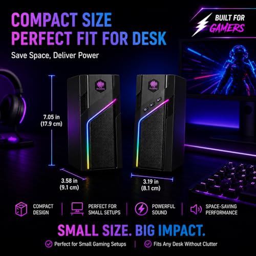 W-206RE Computer Speakers for Desktop PC, Bluetooth RGB Lights