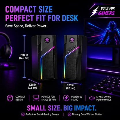 W-206RE Computer Speakers for Desktop PC, Bluetooth RGB Lights
