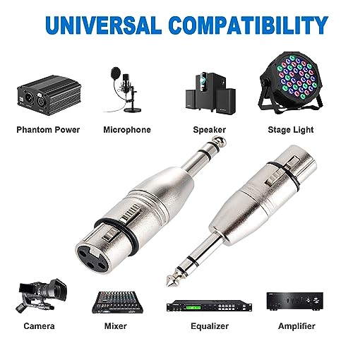 LanSenSu 4-Pack XLR Female to 1/4" TRS Adapter, Balanced Female XLR to Quarter Inch 6.35mm Male Adapters - style: XLR Female to 1/4" TRS Adapter