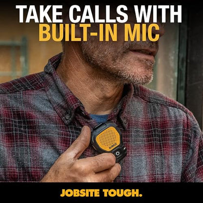 DEWALT Wearable Bluetooth Speaker, Clip-On Wireless Jobsite Pro, (Yellow) | Water-Resistant Portable Speaker (Non-Magnetic), Built-in Mic for Hands-Free Music/Calls, Bluetooth Speaker - color: Yellow