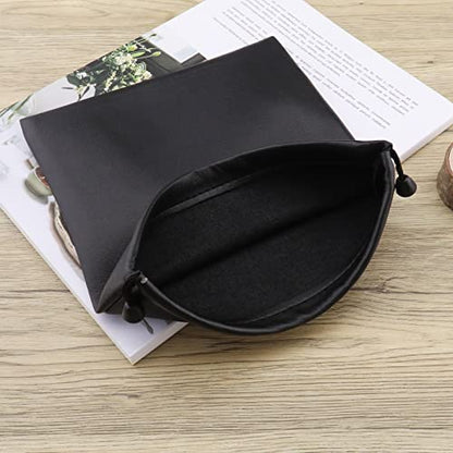 ECSiNG 2PCS Headphone Storage Bag Headset Drawstring Pouch PU Leather Earphone Carrying Bag Waterproof Lightweight Protective Case 22x20cm Black