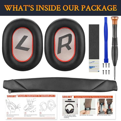 SOULWIT Replacement Kit for BackBeat Pro 2, Voyager 8200 - Black - color: Black
