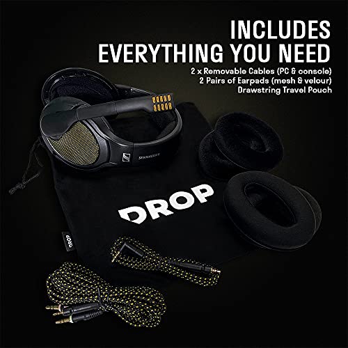 Drop + Sennheiser PC38X Gaming Headset — Noise-Cancelling Microphone with Over-Ear Open-Back Design, Velour Earpads, Compatible with PC, PS4, PS5, Switch, Xbox, Mac, Mobile, and More
