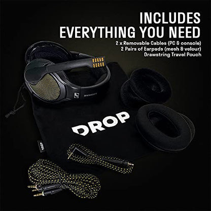 DROP + Sennheiser PC38X Gaming Headset — Noise-Cancelling Microphone with Over-Ear Open-Back Design, Velour Earpads, Compatible with PC, Gaming Consoles, and Mobile Devices, Black (Renewed)