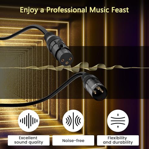 XLR Microphone Cable 25FT 4 Pack, Gold-Plated 3 Pin XLR Male to Female Balanced Mic Audio Cord, AL & OFC Dual Shielded Patch Cable for Speaker, Podcast, Mixer, Amplifier, Recording - size: 25FT