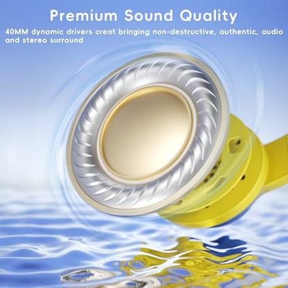 Candy Bila Wired Kids Headphones for School, Over-Ear for Boys Girls | Volume Limiter 85/94dB, HD Stereo Sound, Microphone and Wired Control,Foldable Design, Light Yellow - color: Light Yellow