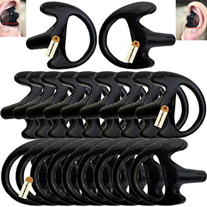 2 Way Radio Ear Mold Black Small, Lsgoodcare 20Pcs Replacement Earbud Earmolds Left Right Ear Piece Compatible for Motorola Kenwood Two Way Radio Acoustic Coil Tube, Soft Insert Silicone Earplug - size: Small Size-10Pack
