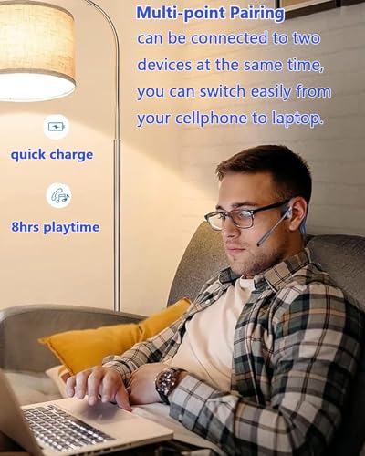 Bluetooth Headphones with Mic Open Ear Headphones Bluetooth 5.2 Headset with Dual CVC8.0 and ENC Noise-canceling Microphones Bone Conduction Headphones Computer Earphones, 8Hrs Battery - color: Black Q3pro