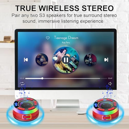 Bluetooth Speaker Wireless Portable Waterproof Speaker, TWS Pairing, RGB Lights, Deep Bass for Home Garden Party Camping - color: Red