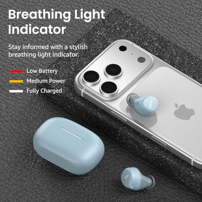 TOZO A1 Wireless Earbuds Bluetooth 5.3 Light Weight in Ear Headphones | IPX5 Waterproof, 2 Mics for AI Calls, Immersive Premium Sound Bass Ear buds with Charging Case, 32 Presets EQ via TOZO App - color: Blue