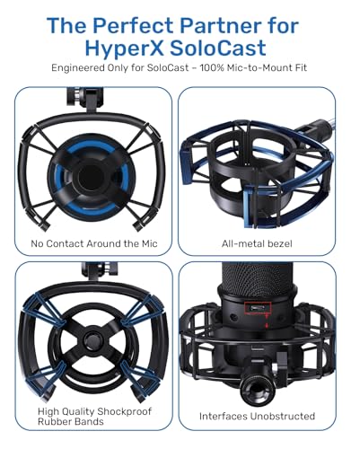 Custom Built Shock Mount for HyperX SoloCast & Razer Seiren Mini Microphone | Elastic Anti-Vibration Suspension, Holder Clip for Mics and Stands, Shock Mount for HyperX SoloCast & Razer Seiren Mini - size: HyperX SoloCast Shock Mount