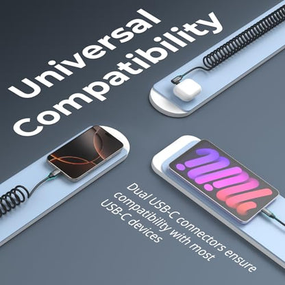 SMALLRIG USB-C to USB-C Coiled Data Cable (Straight to Angled) - 4792 | 90° Straight-to-Angled Design, 20Gbps High-Speed Data Transfer, Supports PD 100W Fast Charging for iPhone/Laptops/Cameras - size: 1.15FT-3.28FT, style: Straight to Angled Coiled