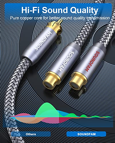 2-Pack RCA Y Splitter 1 Male to 2 Female Gold-Plated Plug RCA Splitter Stereo Y Adapter for Subwoofer, TV, CD Player, Home Theater-Grey(1Feet/30cm) - color: Grey-RCA Splitter 1 Male to 2 Female, size: 1ft/30cm(2-Pack)
