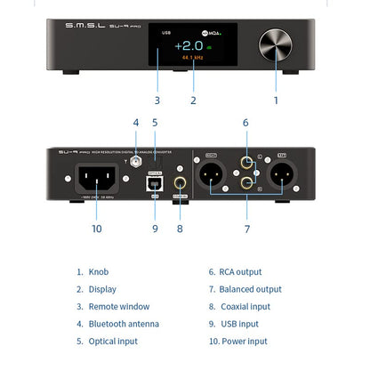 SMSL SU-9 PRO ES9039MPRO Decoder MQA&MQA-CD Bluetooth 5.0 High-Res Audio DAC XU316 768kHz/32Bit DSD512 with Remote Control
