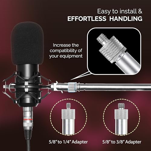 Mic Stand Adapter Set 8 pc - Metal Tripod Adapters Female-Male 5/8-3/8, 3/8-5/8, 5/8-1/4, 1/4-5/8 ADP02 Silver - color: Silver