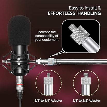 Mic Stand Adapter Set 8 pc - Metal Tripod Adapters Female-Male 5/8-3/8, 3/8-5/8, 5/8-1/4, 1/4-5/8 ADP02 Silver - color: Silver