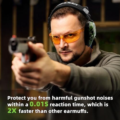 PROHEAR Electronic Ear Protection for Shooting with 4X Sound Amplification, Gun Range Hearing Protection Muffs, NRR 23dB Noise Reduction Headphones for Hunting, Camo - style: Electronic-camo