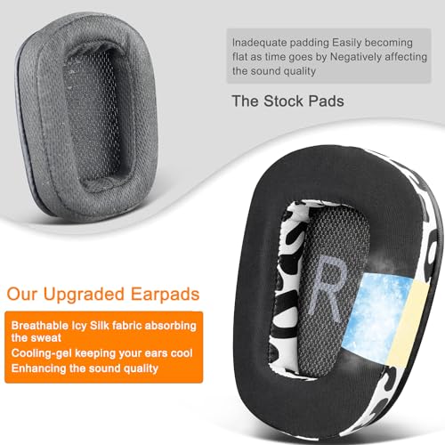 SOULWIT Cooling Gel Ear Pads Cushions Replacement for Logitech G35 G930 G933 G935 G633 G635 G533 G430 G431 G432 G433 Gaming Headset, Earpads for G332 G230 G231 G233 Headphones - Snow Leopard - color: Snow Leopard