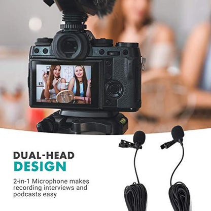 Movo uLav-L-Duo Digital Dual iPhone 15/16 Lavalier Omnidirectional Clip on Microphone with USB-C Connector Compatible with iPhone 15/16 and Up, iPad-Pro (20-Foot Cord) - style: Double Lav with 20-foot Cord