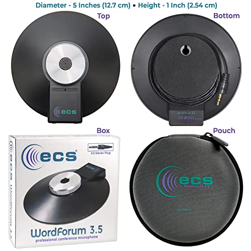 ECS WordForum 3.5mm TRS 360° Omnidirectional Stereo Conference Microphone for PC - with Daisy Chain Option, Condenser Mic for Teleconferencing - 1 Pack - size: 1 Pack - WordForum 3.5mm