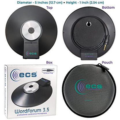 ECS WordForum 3.5mm TRS 360° Omnidirectional Stereo Conference Microphone for PC - with Daisy Chain Option, Condenser Mic for Teleconferencing - 1 Pack - size: 1 Pack - WordForum 3.5mm