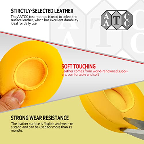Krone Kalpasmos Earpad Replacement for Beats Solo 2 & 3 Wireless/Wired Headphone, Ear Cushion Premium Protein Leather Memory Foam with Kits, Superb Comfortable Easy to Install – Yellow - color: Club Yellow