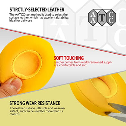 Krone Kalpasmos Earpad Replacement for Beats Solo 2 & 3 Wireless/Wired Headphone, Ear Cushion Premium Protein Leather Memory Foam with Kits, Superb Comfortable Easy to Install – Yellow - color: Club Yellow