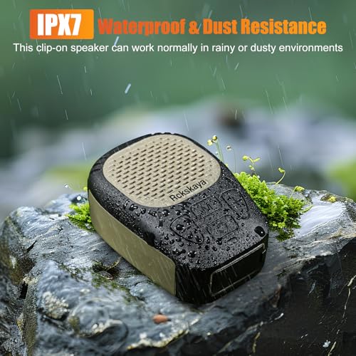Wearable Bluetooth V5.3 Speaker, Clip Jobsite Speaker Waterproof | Clip-On Wireless, 30H Playtime, IPX7 Waterproof, TWS Portable, Built-in ENC Mic, for Home, Outdoor and Travel (Army Green)