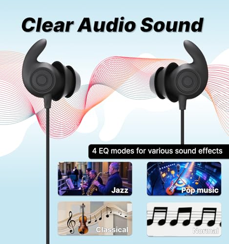 Hmusic HS88 Sleep Earbuds for Side Sleepers, 30dB Noise Isolation | Ultra-Thin Silicone, 12H Playtime with Sleep Timer, Secure Fit Neckband Headphones for Yoga, Travel, Audiobooks & Meditation - color: Black