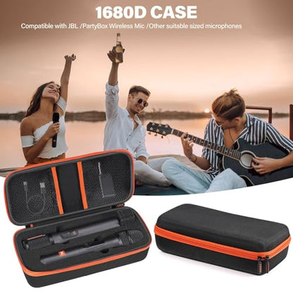 Wireless Microphone Case Compatible with JBL Wireless Two Microphone System | Dual Wireless Mic Case for Party Box, Singing Karaoke Travel Bag for JBL Mic, Receiver, Adapter, AA Batteries (BOX ONLY) - color: Black