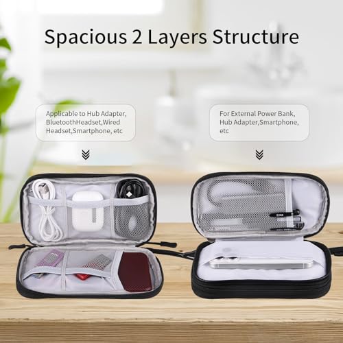 Travel Cable Organizer - Electronics Accessories Bag-Black - color: Double Layer - Black