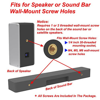 Sound Bar Wall Mount Brackets for Vizio Soundbar Wall Mounted Holders S3820W-C0 SB3851-C0 SB4051-D5 S5430W-C2 SB3651-E6 S2920W-C0 Mounting Bracket Kit with Screws