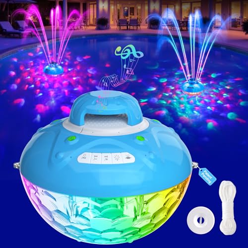 Bluetooth Pool Speaker w/Colorful Pool Fountain Light, 3 in 1 Floating Pool Speaker Loud Sound, IP68 Waterproof Floating Hot Tub Speakers, Bluetooth 5.4, 24H Playtime Pool Wireless Speakers - color: Deep Blue