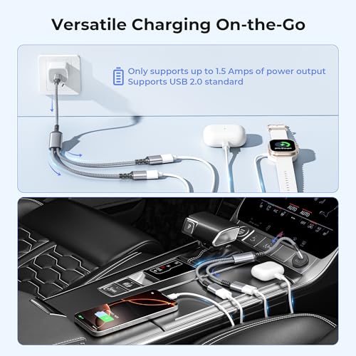 Basesailor USB C Male to Dual USB Female Cable Adapter 3.3FT,OTG Adapter - color: Gray, size: 3.3FT(1M), style: 1 in 2 out