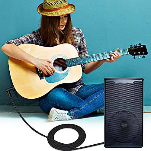 1/4 Inch TRS Instrument Cable 50Ft, 6.35mm TRS to 6.35mm TRS Stereo Audio Cable Male to Male Right-Angle-to-Straight for Electric Guitar, Bass, Keyboard,Mixer,Amplifier,Speaker,Equalizer... - color: Black, size: 50Ft