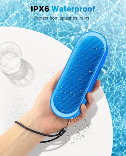 LENRUE Bluetooth Speakers, Waterproof Portable Speakers with TWS, 24 Playtime, Stereo Sound, Wireless for Home Shower Pool Beach Outdoor - color: light blue