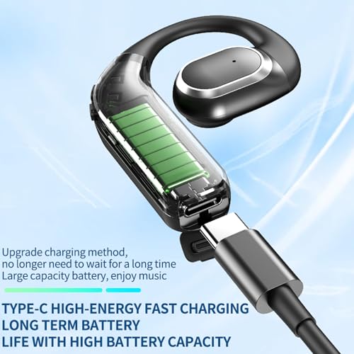 Single Earbud Bluetooth Trucker Headset Wireless Earpiece for Driving | One Ear Earbuds Bluetooth Open Ear Earphone Running Sports Headphones with Ear Hook Trucker Blue Tooth Headset for Business - color: Black