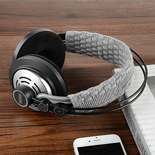 Geekria Large Knit Fabric Headband Pad Compatible with Logitech, Turtle Beach, Panasonic, AKG, Sennheiser, Sony Headphones, DIY Easy Install (Grey)