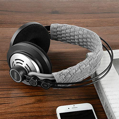 Geekria Large Knit Fabric Headband Pad Compatible with Logitech, Turtle Beach, Panasonic, AKG, Sennheiser, Sony Headphones, DIY Easy Install (Grey)