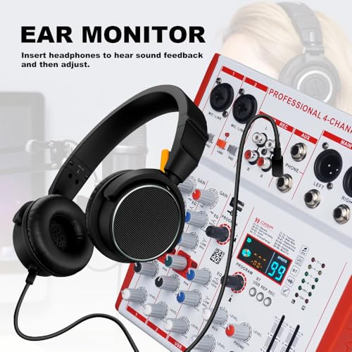 MW4 Professional 4 Channel Audio Mixer | 99 DSP Effects, +48V Phantom Power, USB Sound Console for Live Streaming, Karaoke, Studio Podcast