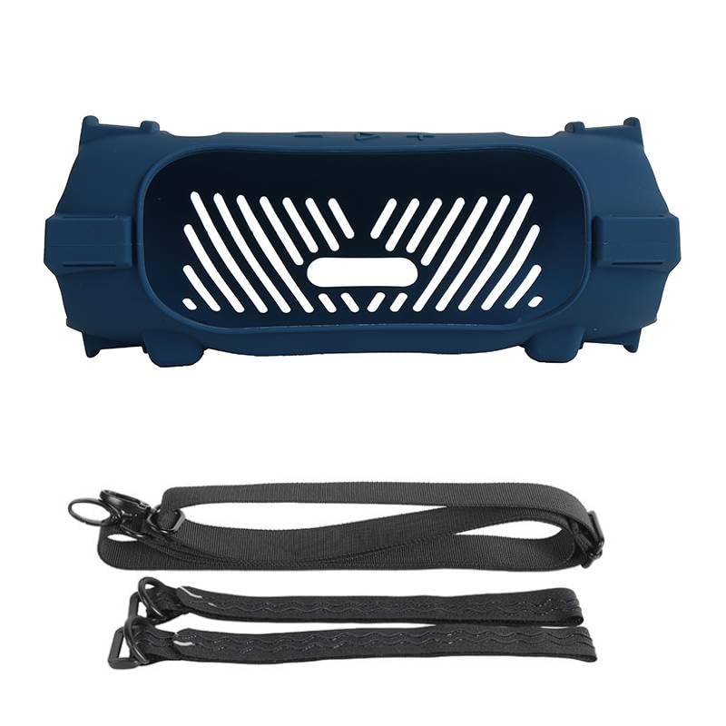 Silicone Case Cover for JBL Charge 6 Portable Bluetooth Speaker, Soft Protective Sleeve Travel Carrying Protective Cover Speaker Silicone Case with Shoulder Strap and Bike Strap (Blue) - color: Blue