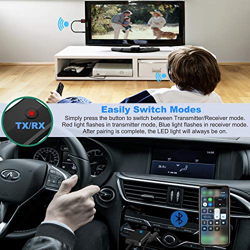 Isobel USB Bluetooth 5.0 Transmitter Receiver, 4-in-1 Mini Wireless Audio Adapter, 3.5mm Bluetooth AUX Adapter for TV PC Headphones Speakers Car/Home Stereo System, USB Power Supply - size: Small