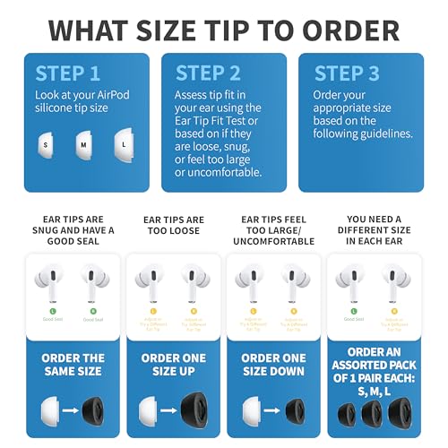 Comply Limited Edition Foam Replacement Ear Tips, Black Medium (3 Pairs) | For Apple AirPods Pro 1 & 2, Ultimate Comfort, Secure Fit, Superior Noise Isolation, Anti Slip, Prevent from Falling Out - size: Medium