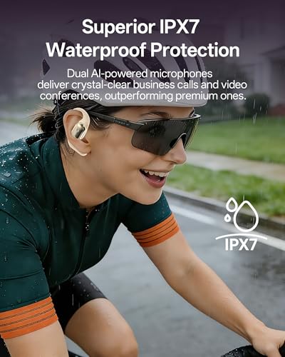 Open Ear Headphones, Over Ear Earbuds with Ear Hooks, True Wireless Bluetooth 6.0 Earphones with Mics, Stereo Sound, Ultra-Comfort, 60H Playtime, IPX7 Waterproof Ear Buds for Running Workout - color: White