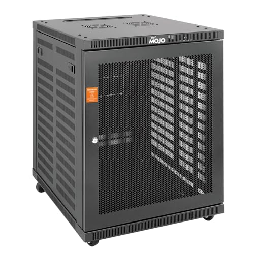 Tecmojo 15U Wall Mount Rack,15U Rack 23.6 Inch Depth,Hold Up to 176 Lbs,Enclosed Wall Mount Rack with 2 Colling Fans,for 19 Inch Network,Server and AV Gear,Mesh Door(Elite Collection) - size: 15U/23.6in Depth/Mesh Door
