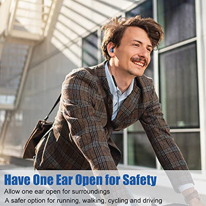 Wired Stereo-to-Mono Single Earbud with Mic and Control, Right Ear Only | Over Ear Hook, Mono Earphone Case, for Cell Phones Laptop, One Ear in-Ear Headphone Headset for Driving Sport Running Cycling