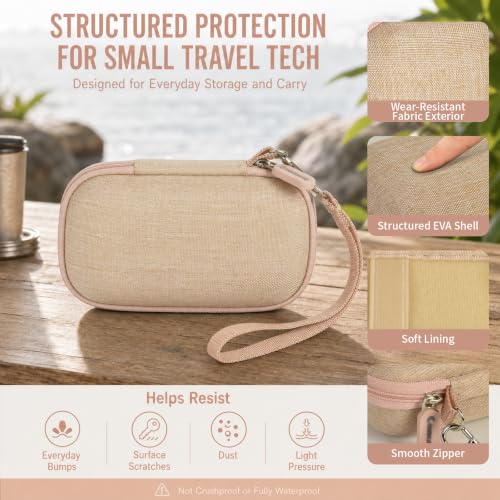 COMECASE Bluetooth Transmitter Case for AirFly SE/Pro 2/Pro/Duo | Hard EVA, Deep Mesh Pocket, Dual Elastic Straps, Fits for Avantree Relay/ for 1Mii, Airplane Travel Tech,Case Only, Gold - color: Gold