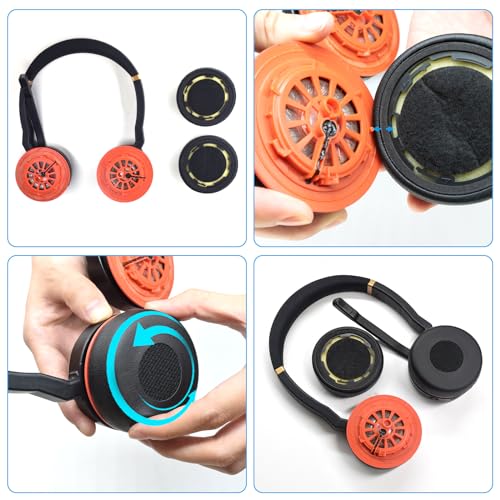 Replacement Ear Pads Cushions Cover Repair Parts Compatible with Jabra Evolve 75 75+ / 75 UC / 75MS (Protein Leather earpads.)
