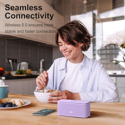 DOSS SoundBox Touch Wireless Bluetooth Speaker-12W HD Sound with Rich Bass | Portable & Small Design, IPX5 Waterproof, 20H Playtime, Handsfree, House, Office Desktop, Bedroom, Indoor Use, Purple - color: Purple